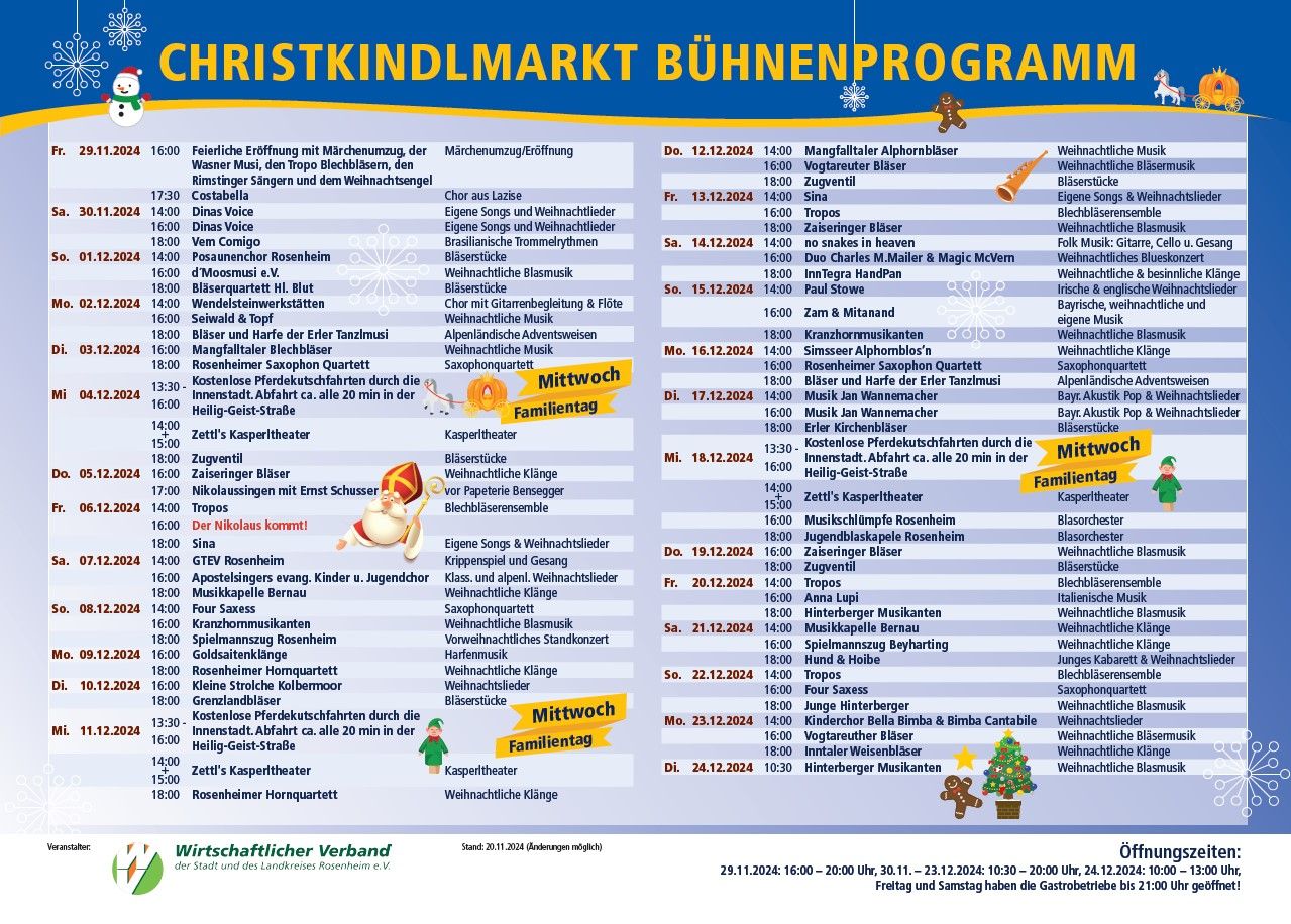 Bühnenprogramm Christkindlmarkt Rosenheim