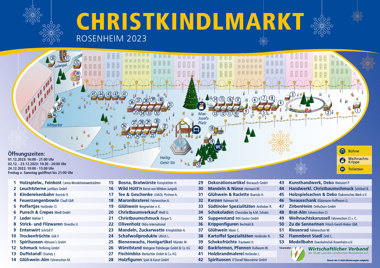 Übersichtsplan des Christkindlmarktes Rosenheim