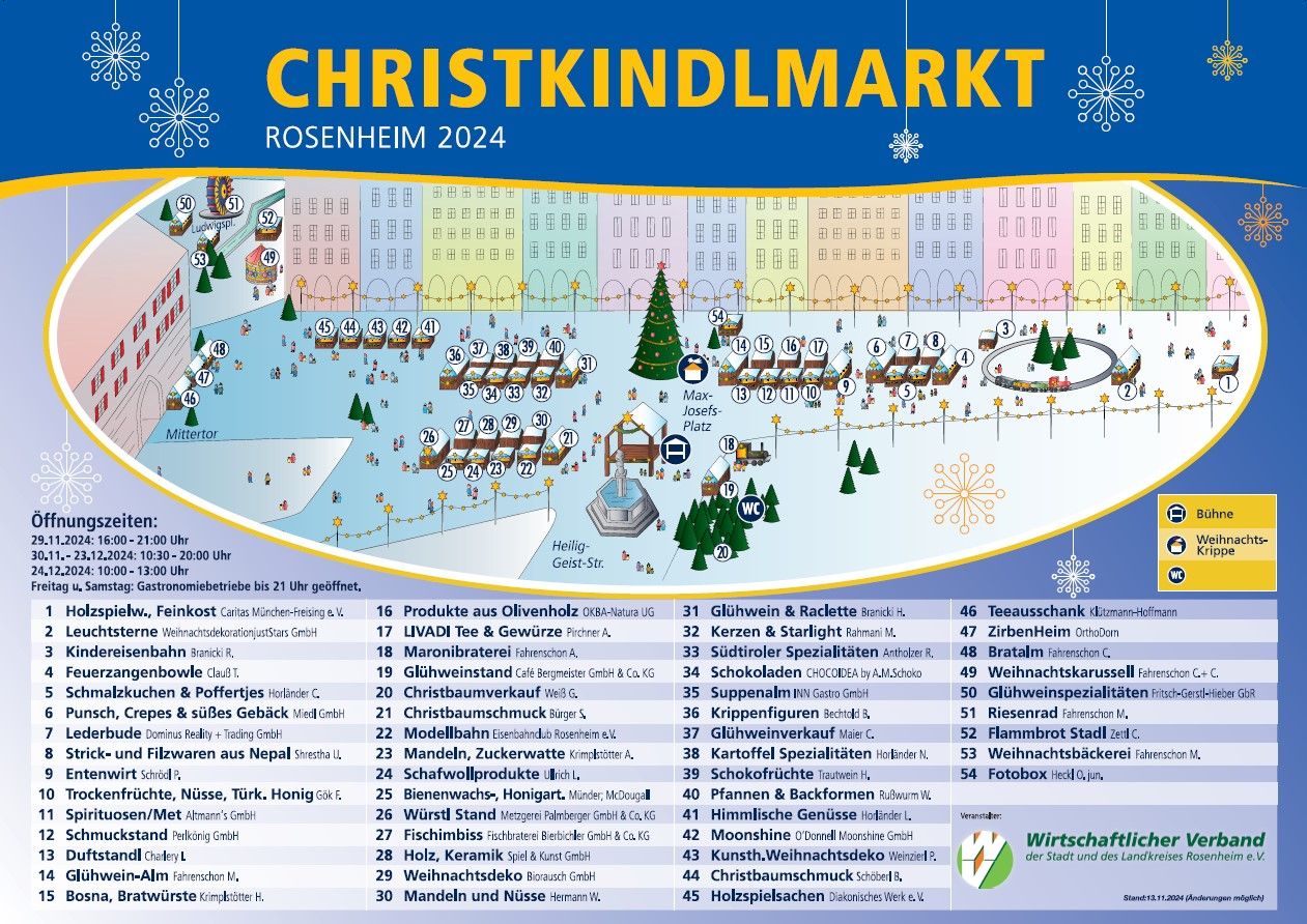 Übersichtsplan des Christkindlmarkt Rosenheim 2024